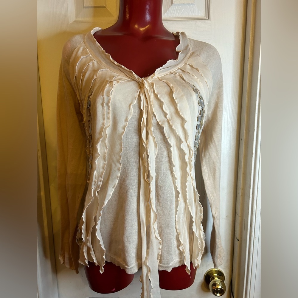 VTG APPARTAMENTO 50 ITALY COTTON/SILK RUFFLE EMBELLISHED SHELL DESIGN - SIZE M